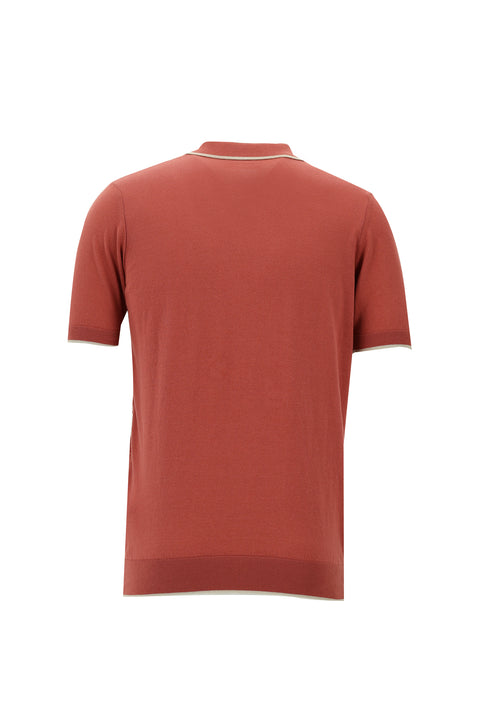 Light Red Slim Fit Patterned Cotton Polo Shirt