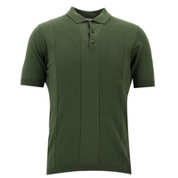 Orman Yeşili Polo Yaka Desenli Slim Fit Dar Kesim Tişört