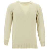 Krem Bisiklet Yaka Slim Fit Dar Kesim Pamuk Triko Kazak