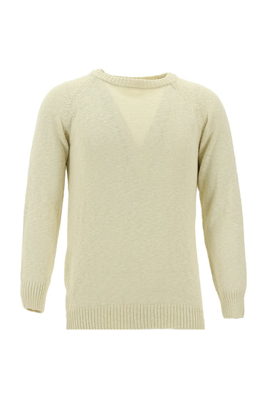 Krem Bisiklet Yaka Slim Fit Dar Kesim Pamuk Triko Kazak