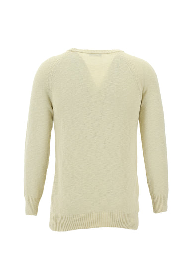 Krem Bisiklet Yaka Slim Fit Dar Kesim Pamuk Triko Kazak