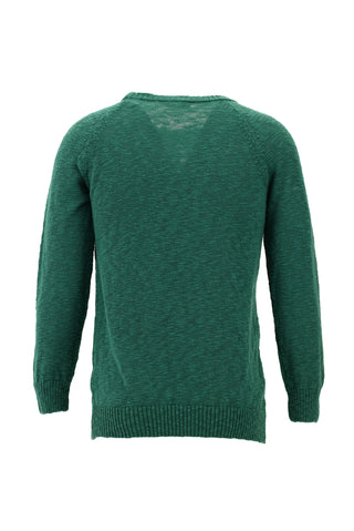  Koyu Yeşil Bisiklet Yaka Slim Fit Dar Kesim Pamuk Triko Kazak