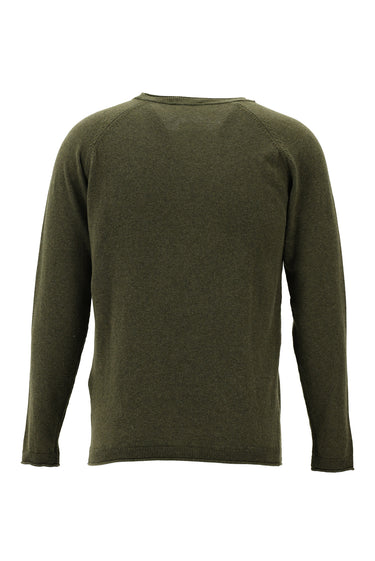  Orta Haki Bisiklet Yaka Slim Fit Dar Kesim Pamuk Triko Kazak