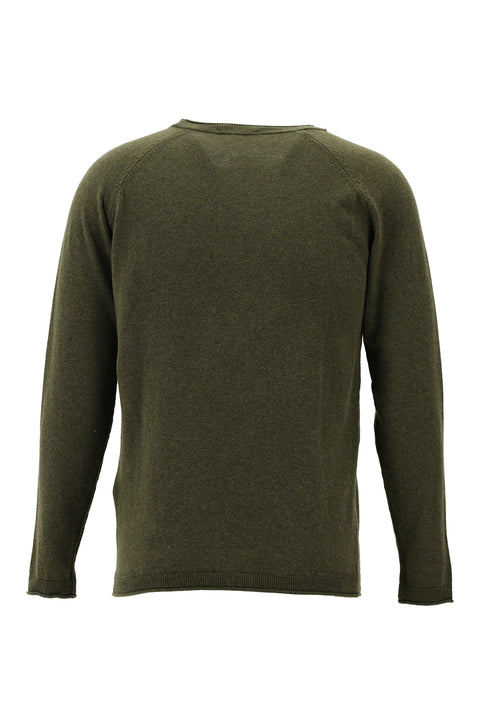 Orta Haki Bisiklet Yaka Slim Fit Dar Kesim Pamuk Triko Kazak