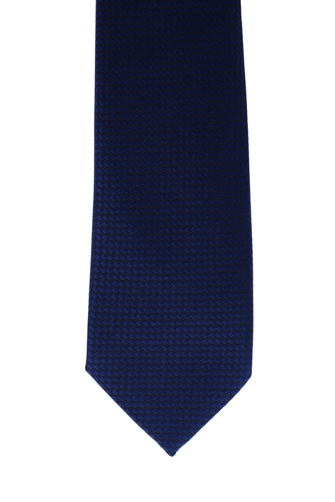 Koyu Lacivert Mikro Desenli Kravat