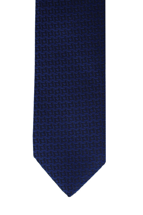 Koyu Lacivert Desenli Kravat