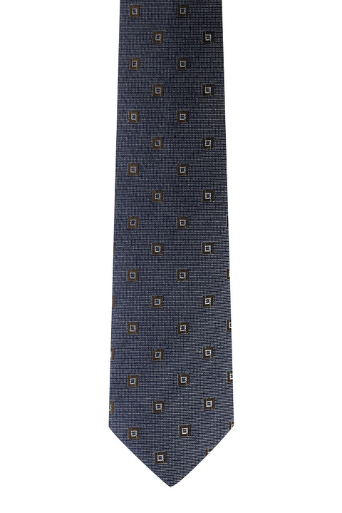 Orta Lacivert Desenli Kravat