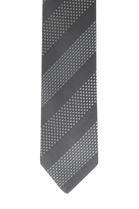Orta Gri Desenli Kravat