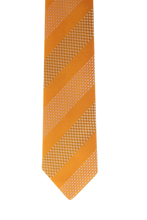 Orta Turuncu Desenli Kravat