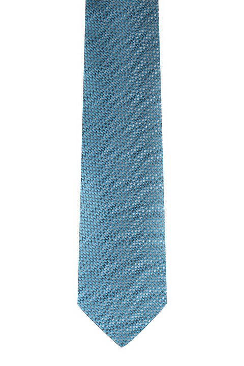Orta Turkuaz Desenli Kravat