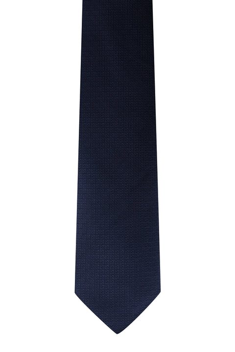 Koyu Lacivert Desenli Kravat