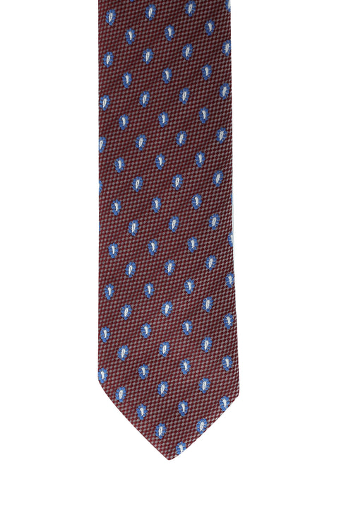 Koyu Bordo Şal Desenli Kravat