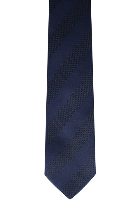 Koyu Lacivert Çizgili Kravat