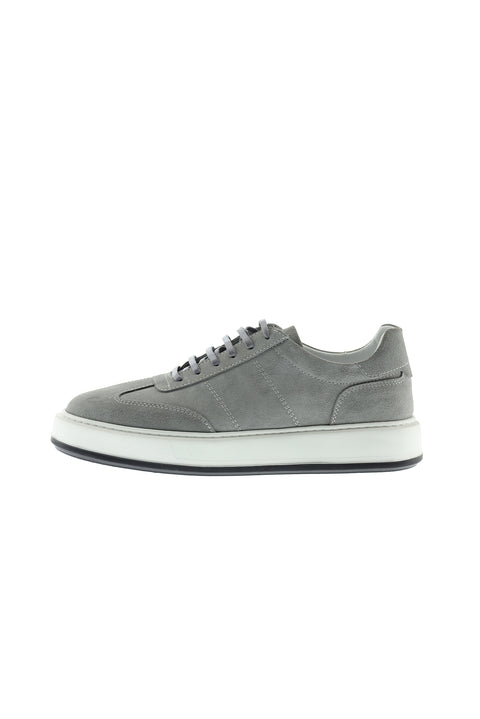Medium Grey Leather Sneaker Shoes