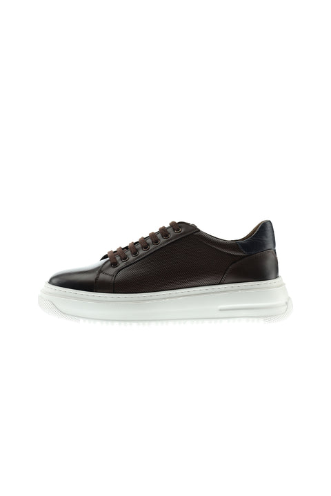 Medium Brown Leather Sneaker Shoes