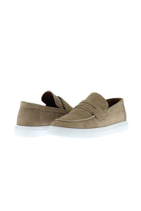Orta Bej Casual Loafer Nubuk Deri Ayakkabı