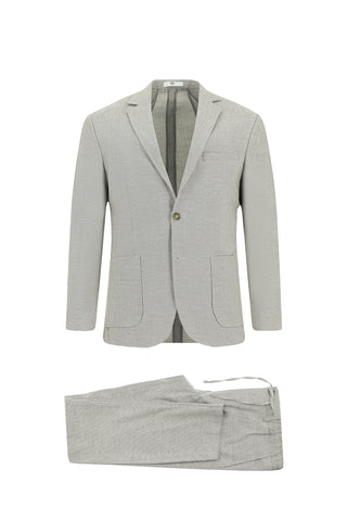  Orta Gri Super Slim Fit Ekstra Dar Kesim Keten Karışımlı Beli Lastikli İpli Takım Elbise