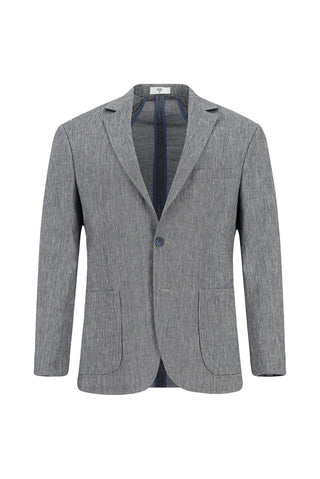  Orta Lacivert Super Slim Fit Ekstra Dar Kesim Keten Karışımlı Beli Lastikli İpli Takım Elbise