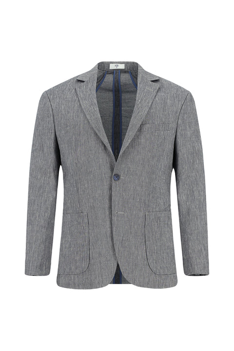 Orta Lacivert 7 Drop Super Slim Fit Eksra Dar Kesim Keten Karışımlı Beli Lastikli İpli Takım Elbise
