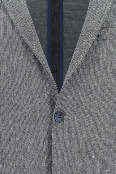  Orta Lacivert Super Slim Fit Ekstra Dar Kesim Keten Karışımlı Beli Lastikli İpli Takım Elbise