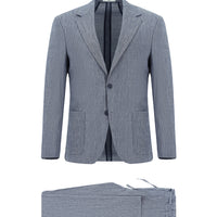 Koyu Mavi  7 Drop Super Slim Fit Eksra Dar Kesim Keten Karışımlı Beli Lastikli İpli Takım Elbise