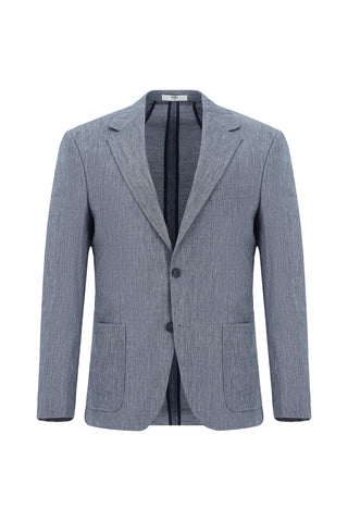  Koyu Mavi  Slim Fit Dar Kesim Keten Karışımlı Beli Lastikli İpli Takım Elbise