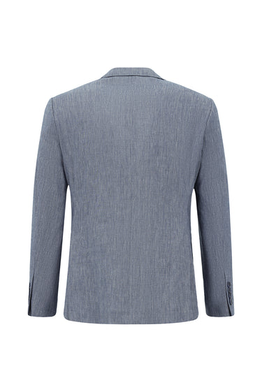 Koyu Mavi  Slim Fit Dar Kesim Keten Karışımlı Beli Lastikli İpli Takım Elbise