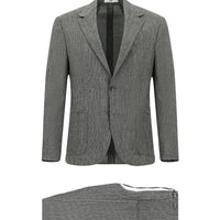 Koyu Antrasit 7 Drop Slim Fit Dar Kesim Keten Karışımlı Beli Lastikli İpli Takım Elbise