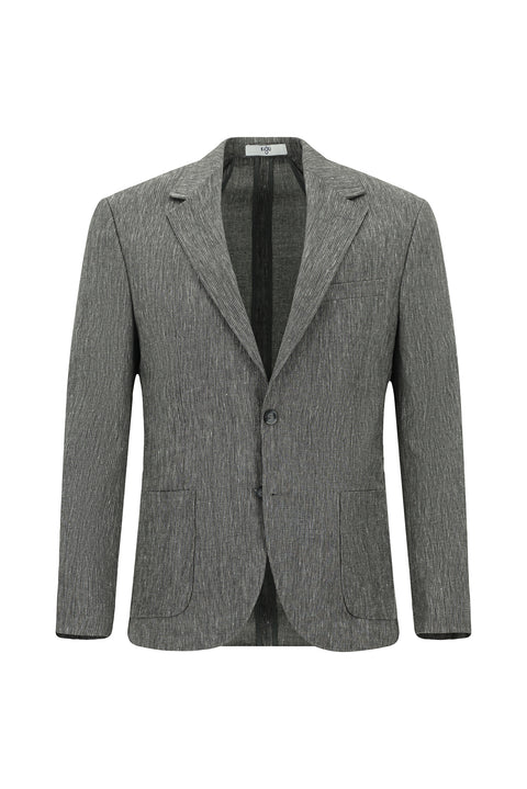 Koyu Antrasit 7 Drop Slim Fit Dar Kesim Keten Karışımlı Beli Lastikli İpli Takım Elbise