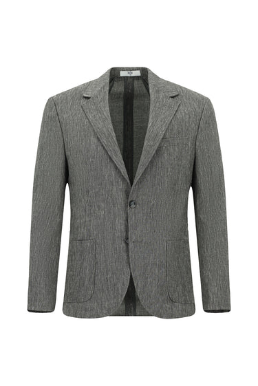 Koyu Antrasit Super Slim Fit Ekstra Dar Kesim Keten Karışımlı Beli Lastikli İpli Takım Elbise