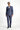 Açık Lacivert Slim Fit Dar Kesim Keten Karışımlı Kruvaze Takım Elbise