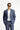 Açık Lacivert Slim Fit Dar Kesim Keten Karışımlı Kruvaze Takım Elbise