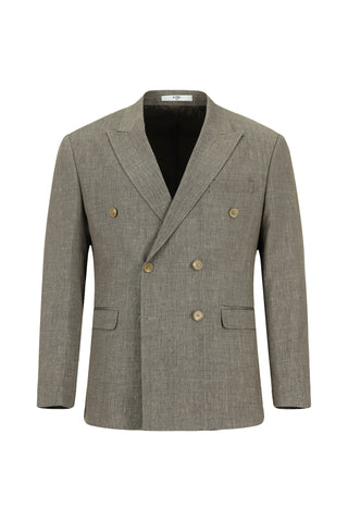  Aç?k Kahve  7 Drop Slim Fit Dar Kesim Keten Kar???ml? Kruvaze Tak?m Elbise-Ki??l?