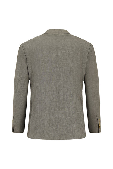 Açık Kahve  Slim Fit Dar Kesim Keten Karışımlı Kruvaze Takım Elbise