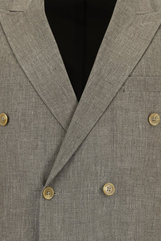 Aç?k Kahve  7 Drop Slim Fit Dar Kesim Keten Kar???ml? Kruvaze Tak?m Elbise-Ki??l?