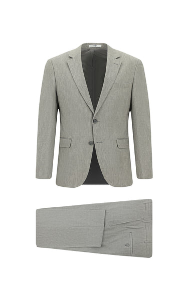 Orta Gri Slim Fit Dar Kesim Keten Karışımlı Takım Elbise