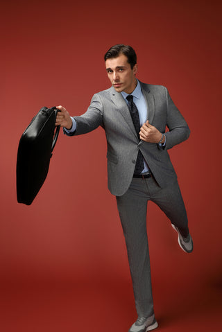  Orta Füme Slim Fit Dar Kesim Keten Karışımlı Takım Elbise