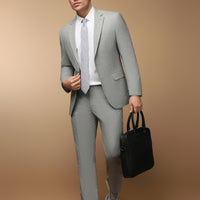 Açık Füme Slim Fit Dar Kesim Keten Karışımlı Takım Elbise
