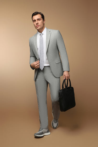 Açık Füme Slim Fit Dar Kesim Keten Karışımlı Takım Elbise