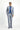 Açık Lacivert Slim Fit Dar Kesim Keten Karışımlı Takım Elbise