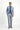 Açık Lacivert Slim Fit Dar Kesim Keten Karışımlı Takım Elbise