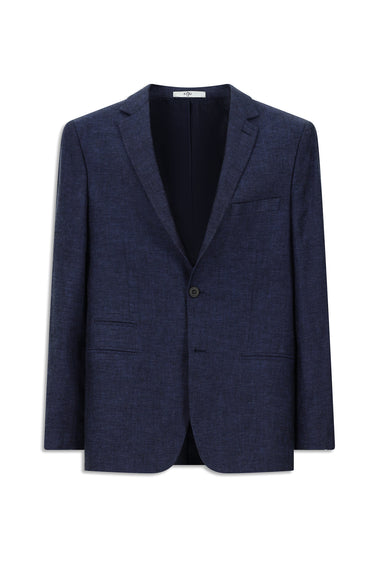 Koyu Lacivert Super Slim Fit Ekstra Dar Kesim Beli Lastikli İpli Çizgili Ketenli Takım Elbise