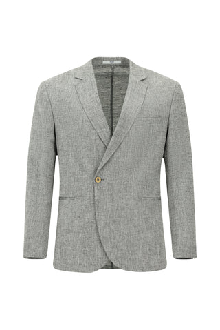  Aç?k Gri 6 Drop Regular Fit Standart Kesim Keten Kar???ml? Kruvaze Tak?m Elbise-Ki??l?