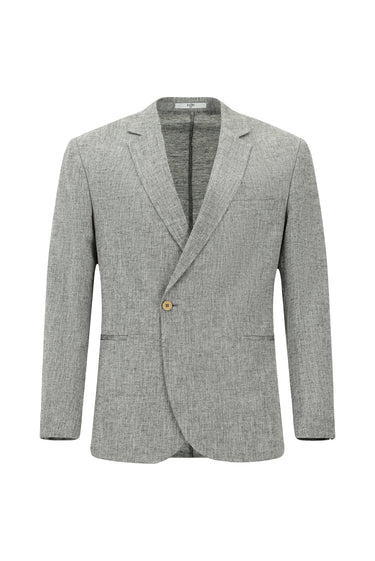  Açık Gri Regular Fit Keten Karışımlı Kruvaze Takım Elbise