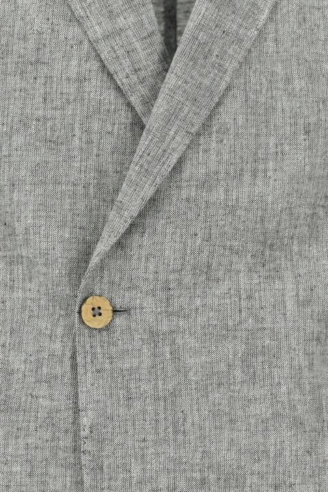 Açık Gri 7 Drop Slim Fit Dar Kesim Keten Karışımlı Kruvaze Takım Elbise