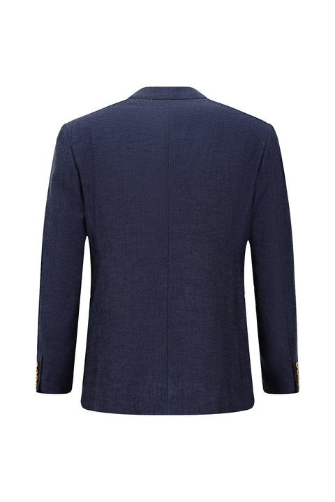 Koyu Lacivert 6 Drop Regular Fit Standart Kesim Keten Karışımlı Kruvaze Takım Elbise