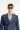 Orta Lacivert Super Slim Fit Ekstra Dar Kesim Desenli Kruvaze Ceket