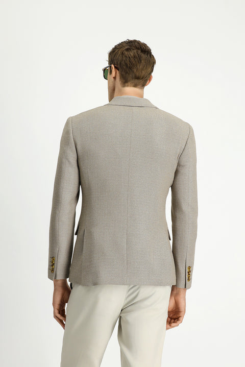 Medium Mink 7 Drop Super Slim Fit Extra Narrow Cut Patterned Double-Breasted Jacket