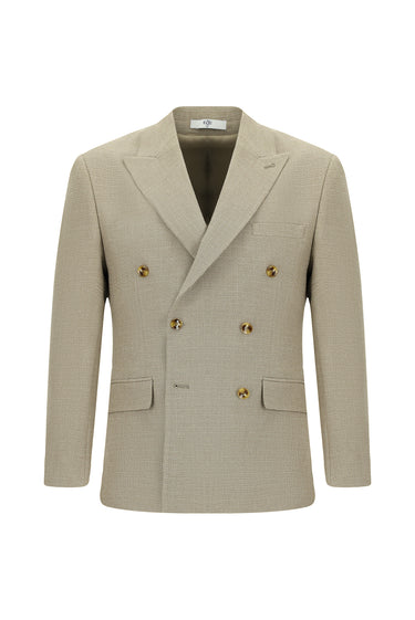 Orta Vizon Super Slim Fit Ekstra Dar Kesim Desenli Kruvaze Ceket