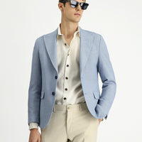Mavi 7 Drop Slim Fit Dar Kesim Desenli Klasik Ceket